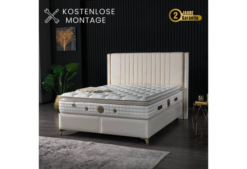 gowoll Boxspringbett Rotterdam inkl. Matratze Boxspringbett 140-160-180 x 200, mit Bettkasten und Topper von gowoll