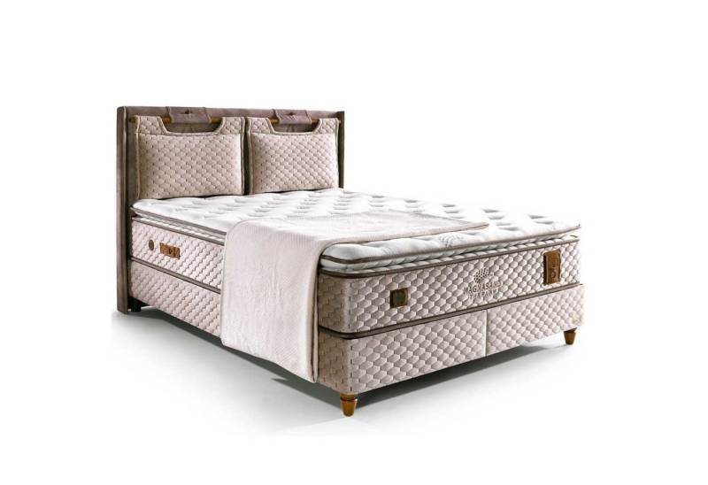 gowoll Boxspringbett inkl. 10 Schichten Matratze mit Topper 33 cm Höhe (Härtegrad H3, Taschenfederkern mit Topper), mit Smart Nachttisch Kabelloses Laden, USB und Bluetooth von gowoll