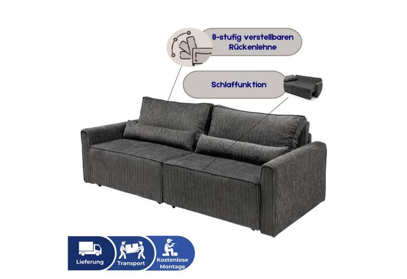 gowoll Ecksofa mit Bettfunktion und Taschenfederkern L-Form 3 Sitzer sofa, 3 Sitzer Sofa,Ecksofa mit Kissen, mit Bettkasten & kostenloser Montage von gowoll