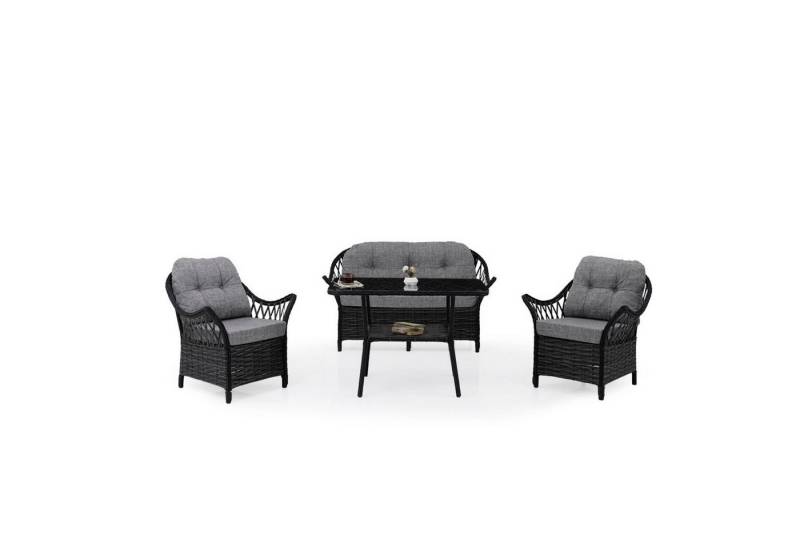 gowoll Gartenlounge-Set Garten möbel Polyrattan Aluminium Balkonset Loungeset Wetterfest, (Waschbare Bezüge mit Reißverschluss, 4 Personen) von gowoll