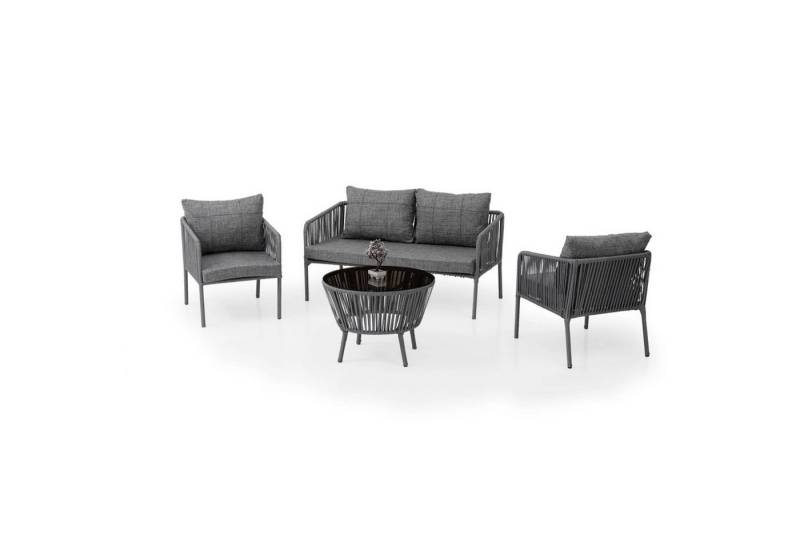 gowoll Gartenlounge-Set Garten möbel Polyrattan Aluminium Balkonset Loungeset Wetterfest, (Waschbare Bezüge mit Reißverschluss, 4 Personen) von gowoll