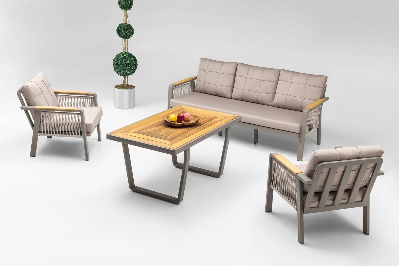 gowoll Gartenlounge-Set Gartengarnitur Gartenmöbel Set 5 Personen Gartentisch für Outdoor von gowoll