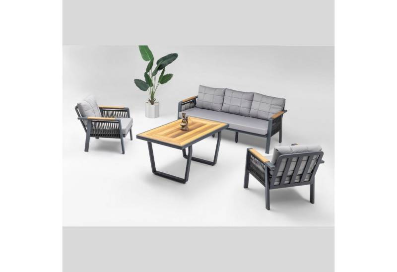 gowoll Gartenlounge-Set Gartengarnitur Gartenmöbel Set 5 Personen Gartentisch für Outdoor von gowoll