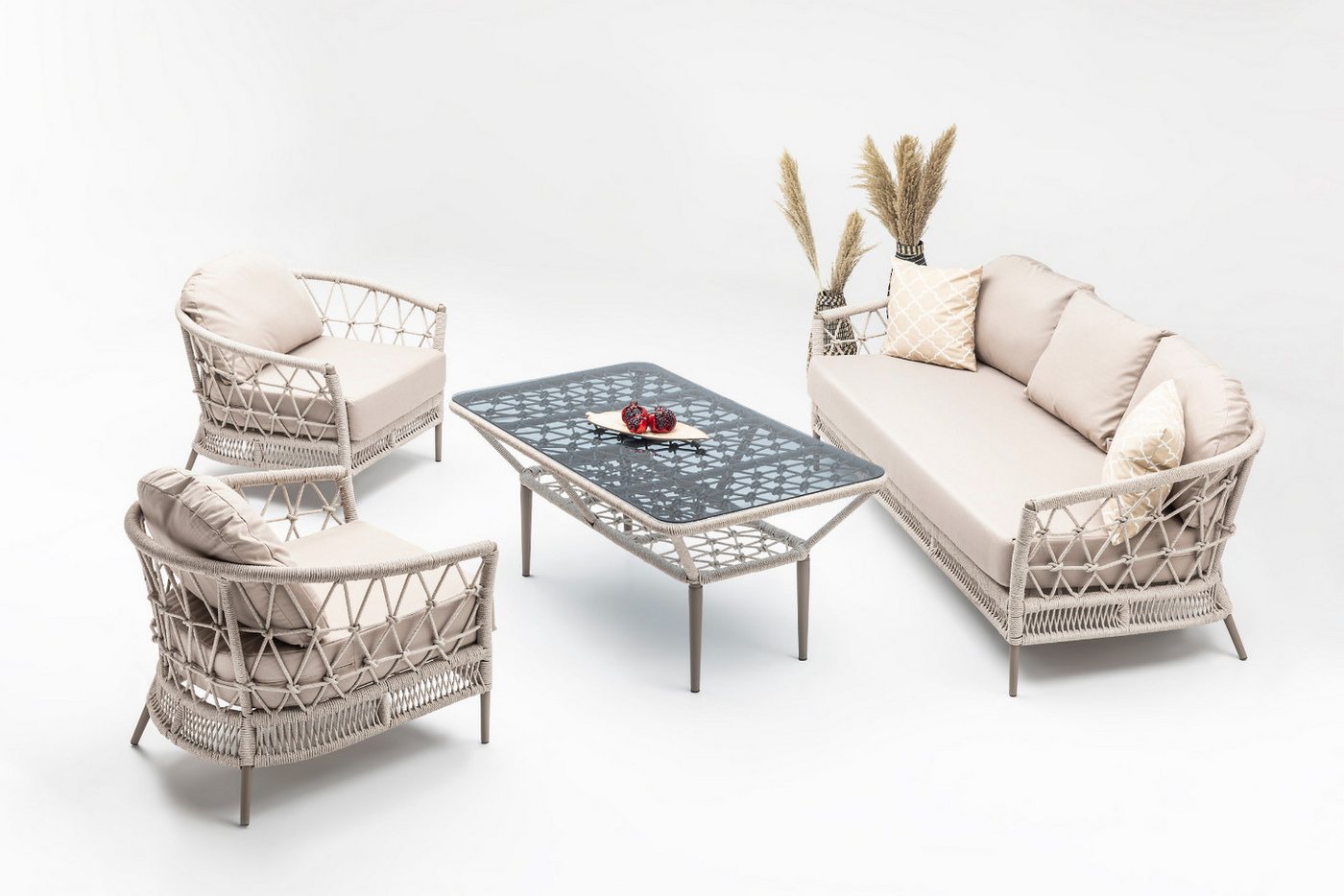 gowoll Gartenlounge-Set Gartengarnitur Gartenmöbel Set 5 Personen Gartentisch für Outdoor von gowoll