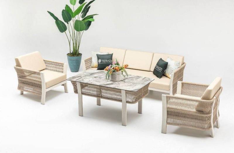 gowoll Gartenlounge-Set Gartengarnitur Gartenmöbel Set 5 Personen Gartentisch für Outdoor von gowoll
