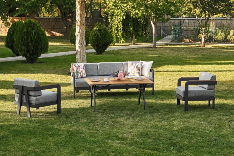 gowoll Gartenlounge-Set Gartengarnitur Gartenmöbel Set 5 Personen Gartentisch für Outdoor von gowoll