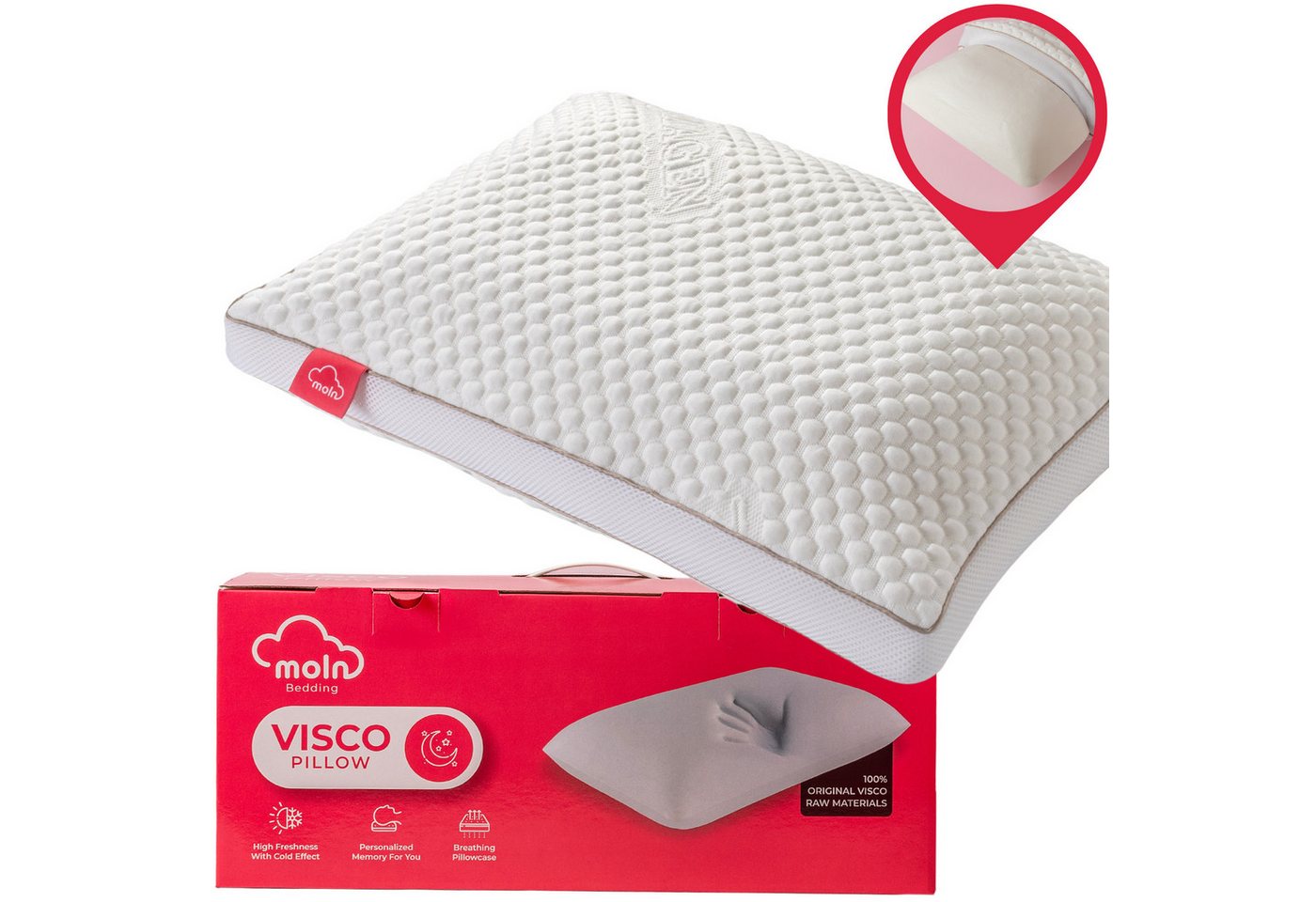 gowoll Kopfkissen 40x60 cm Orthopädisches Memory Foam Kopfkissen 15 cm Höhe, Füllung: 100% Visco, Bezug: Waschbarem Bezug, für alle Schlafpositionen, 1-tlg, Ergonomisches Nackenstützkissen Anti Schnarch Pillow gowoll Kopfkissen 40x60 cm Orthopädisches Memory Foam Kopfkissen 15 cm Höhe, Füllung: 100% Visco, Bezug: Waschbarem Bezug, für alle Schlafpositionen, 1-tlg, Ergonomisches Nackenstützkissen Anti Schnarch Pillow von gowoll