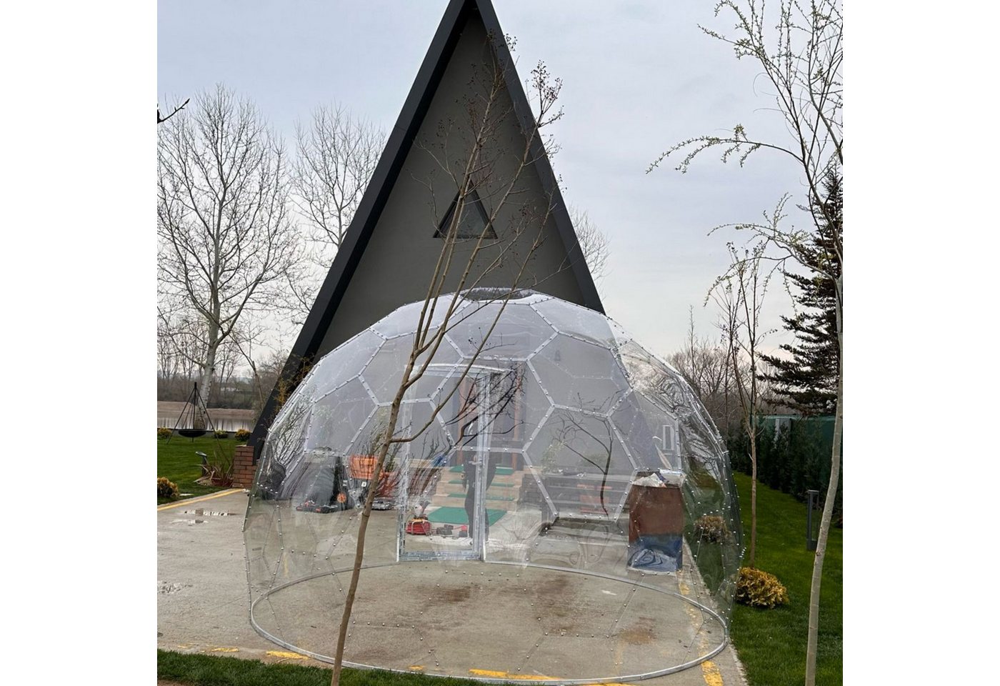 gowoll Pavillon Geodätische Kuppel, Garten Dome PVC transparentes Blasen Haus Kuppel, (vorgefertigtes Paket geliefert), für Familien Hinterhof Partys im Deko Freien Outdoor von gowoll