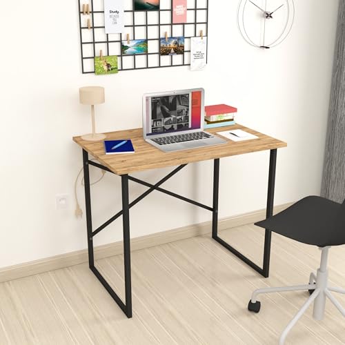 gowoll Schreibtisch Kleiner Tisch Computertisch 90x60x75 cm Tischplatte Holz Laptoptisch Bürotisch Klein Schreibtische Braun von gowoll