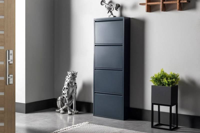 gowoll Schuhschrank Schmal Schuhregal Metall Schuhkipper mit Magnet Klappen Schuhablage (Schuhschrank Metall 2 - 3 - 3+1 - 4 Klappen, Montiert und Wandmontage) 50 cm Breit von gowoll