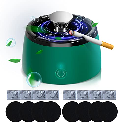 GOYISEE 2 in 1 Luftreiniger Multifunktionaler Rauchloser Aschenbecher,Am besten für Auto Büro oder Zuhause,USB Aufladung Rauchloser Aschenbecher mit 8-Pack Filter (Grün) von goyisee