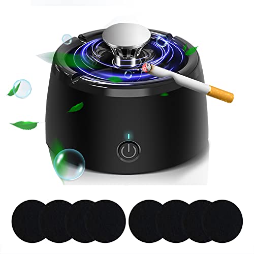 GOYISEE 2 in 1 Luftreiniger Multifunktionaler Rauchloser Aschenbecher,Am besten für Auto Büro oder Zuhause,USB Aufladung Rauchloser Aschenbecher mit 8-Pack Filter (Schwarz) von goyisee