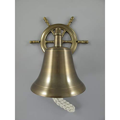 gr Maritime Schiffsglocke Messing brüniert Steuerrad Schiff Haus Klingel Glocke Deko von gr