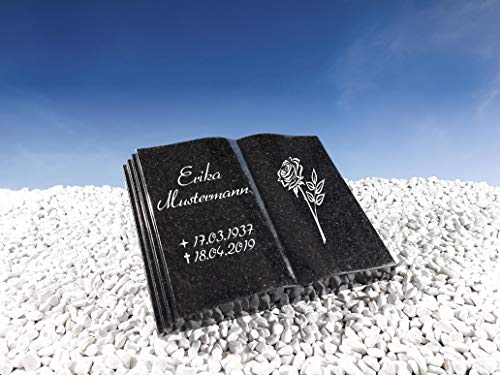 Grabstein Buch Absolute Black 40x30x7 cm inklusive Gravur von Bubbacare