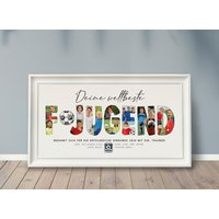 Fotogeschenk Fussball Jugend, Personalisiertes Geschenk, Foto-Collage, Fußball, Abschied Trainer Trainerin, Coach, Verein von grafikliebe