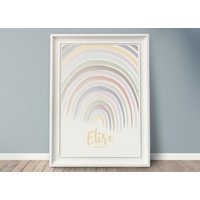 Poster Regenbogen Personalisiertes Namensbild, Geburtsbild, Mädchen, Kinderzimmer Poster Regenbogen Personalisiertes Namensbild, Geburtsbild, Mädchen, Kinderzimmer von grafikliebe