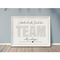 Poster Teamgedanke, Personalisiertes Geschenk, Definition Team, Wort Collage - Express-Bearbeitung Möglich von grafikliebe