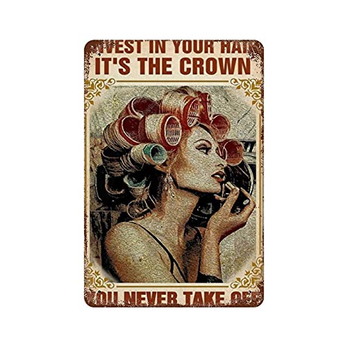 Retro-Blechschild Friseur Haarstylist Girl Invest In Your Hair It's The Crown You Never Take Off, Metall-Blechschild Home Living Decor Vertikales Metall-Blechschild Lustiges Blechschild 30,5 cm 20,3 Retro-Blechschild Friseur Haarstylist Girl Invest In Your Hair It's The Crown You Never Take Off, Metall-Blechschild Home Living Decor Vertikales Metall-Blechschild Lustiges Blechschild 30,5 cm 20,3 von graman
