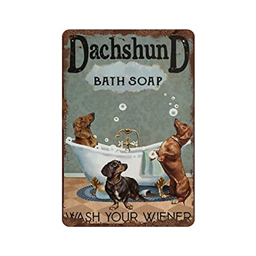 graman Blechschild mit Dackel-Aufschrift "Wash Your Wiener Dackel", Dekoration, für Badezimmer, Geburtstagsgeschenk, Einweihungsgeschenk, 30,5 x 20,3 cm von graman