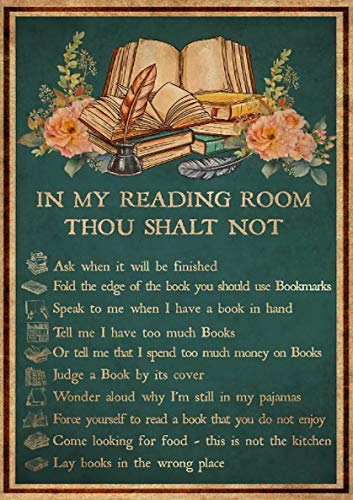 graman Metall-Blechschild "In My Reading Room Thou Shalt Not", "Book Room Rules" Metall-Poster, Vintage-Aluminium-Schild für Zuhause, Kaffee, Wanddekoration, 20,3 x 30,5 cm von graman