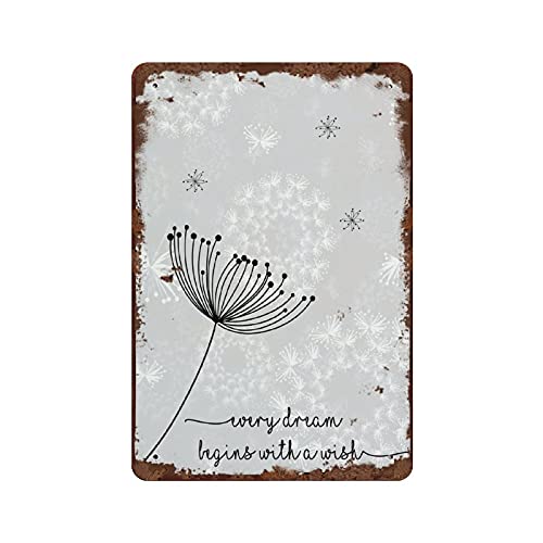 graman Vintage-Blechschild "Every Dream Begins with A Wish Pusteblume", motivierendes Zitat, inspirierendes Zitat, Wandschild, Dekor, grau, 30,5 x 20,3 cm graman Vintage-Blechschild "Every Dream Begins with A Wish Pusteblume", motivierendes Zitat, inspirierendes Zitat, Wandschild, Dekor, grau, 30,5 x 20,3 cm von graman