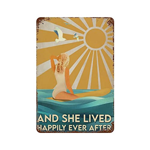 graman Vintage-Blechschild mit Aufschrift ''Girl Surfing Love Surfing And She Lived Happily Ever After'', Vintage, Surfen, Liebhaber, Geschenk, vertikales Metallschild, lustiges Blechschild, 30,5 x graman Vintage-Blechschild mit Aufschrift ''Girl Surfing Love Surfing And She Lived Happily Ever After'', Vintage, Surfen, Liebhaber, Geschenk, vertikales Metallschild, lustiges Blechschild, 30,5 x von graman