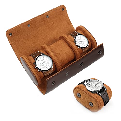 gramiibeau Uhrenrolle Uhrenbox 3 Uhren Braun, PU Leder Tragbare Zylindrische Uhren-Aufbewahrungsbox mit Samt-Innenfutter, Uhrengehäuse für Männer und Frauen, 23x10x7.5 CM gramiibeau Uhrenrolle Uhrenbox 3 Uhren Braun, PU Leder Tragbare Zylindrische Uhren-Aufbewahrungsbox mit Samt-Innenfutter, Uhrengehäuse für Männer und Frauen, 23x10x7.5 CM von gramiibeau