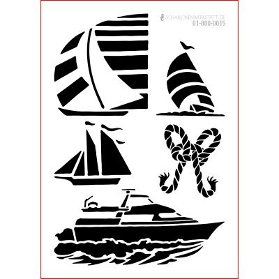 Schablone Shabby Chic Kreativbaukasten maritim, 01-800-0015, Yacht, Segelboot, Knoten als Wandschablone, Textilschablone, Möbelschablone, Keilrahmengestaltung und Deko, Größe anpassbar von graphits