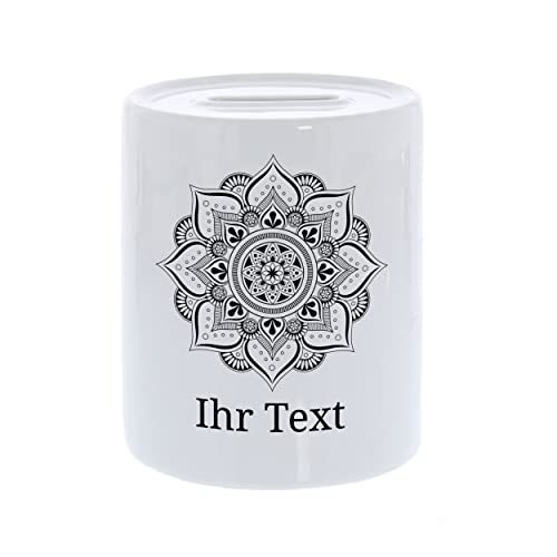 gravur-fabrik.de – personalisierbare Spardose mit Wunschtext – Zentangle Mandala Motiv – individuelles Geldgeschenk für Erwachsene und Kinder – perfekte Geschenkidee für jeden Anlass von gravur-fabrik.de