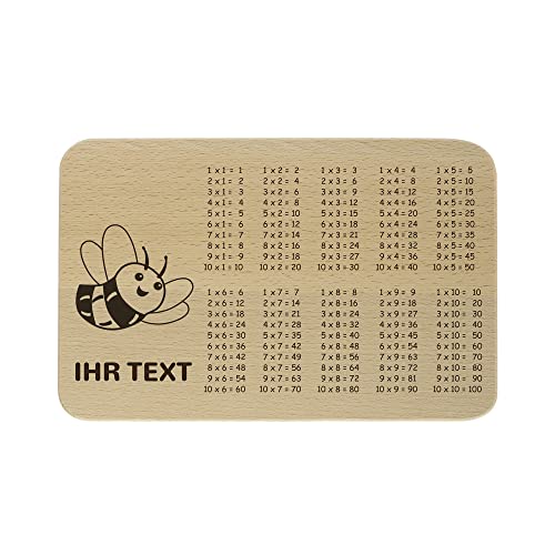 gravur-fabrik.de – personalisierbares 1x1 Frühstücksbrettchen aus Holz – Biene – graviertes Holzbrett zum Frühstücken, Schneiden – Geschenkidee zur Einschulung (23 x 15 x 1 cm) von gravur-fabrik.de