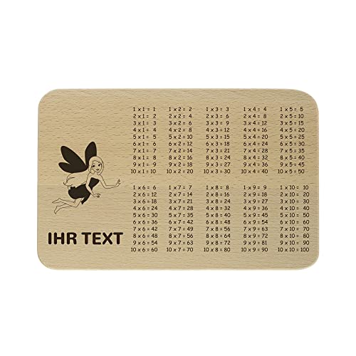 gravur-fabrik.de – personalisierbares 1x1 Frühstücksbrettchen aus Holz – Fee – graviertes Holzbrett zum Frühstücken, Schneiden – Geschenkidee zur Einschulung (23 x 15 x 1 cm) von gravur-fabrik.de