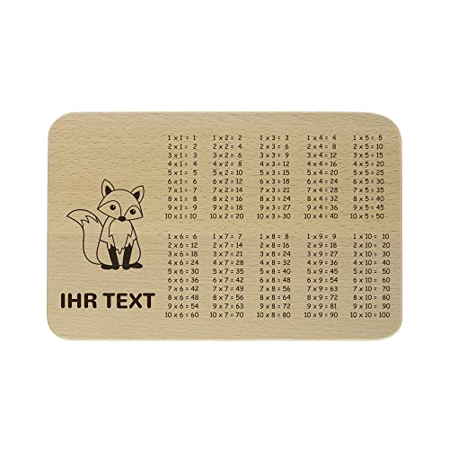 gravur-fabrik.de – personalisierbares 1x1 Frühstücksbrettchen aus Holz – Fuchs – graviertes Holzbrett zum Frühstücken, Schneiden – Geschenkidee zur Einschulung (23 x 15 x 1 cm) von gravur-fabrik.de