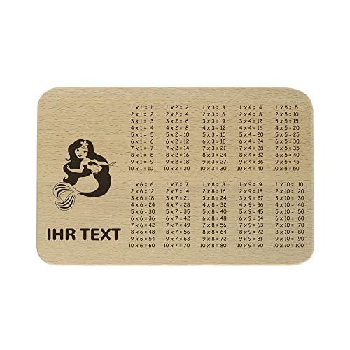 gravur-fabrik.de – personalisierbares 1x1 Frühstücksbrettchen aus Holz – Meerjungfrau – graviertes Holzbrett zum Frühstücken, Schneiden – Geschenkidee zur Einschulung (23 x 15 x 1 cm) von gravur-fabrik.de