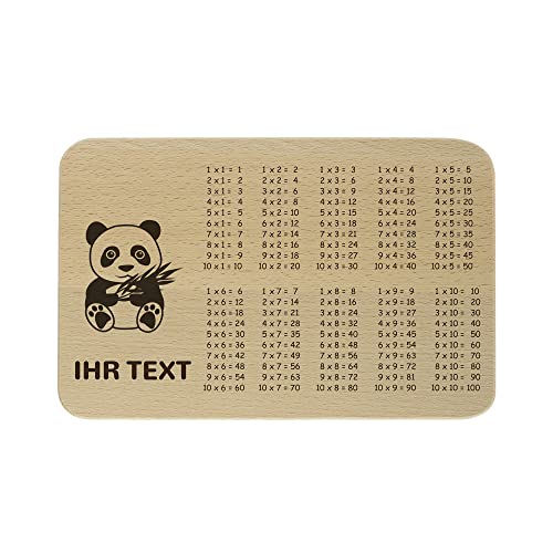 gravur-fabrik.de – personalisierbares 1x1 Frühstücksbrettchen aus Holz – Panda – graviertes Holzbrett zum Frühstücken, Schneiden – Geschenkidee zur Einschulung (23 x 15 x 1 cm) von gravur-fabrik.de