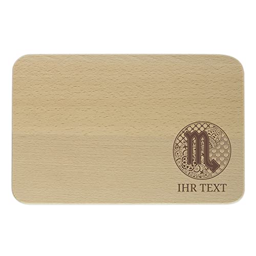 gravur-fabrik.de – personalisierbares Frühstücksbrettchen aus Holz – Sternzeichen Skorpion – graviertes Holzbrett zum Frühstücken, Schneiden – Geschenkidee, (23x15x1 cm) Vesper/Jause/Brotzeit von gravur-fabrik.de