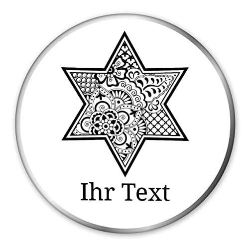 gravur-farbik.de – personalisierbare runde Dose mit Name oder Wunschtext – Zentangle Stern Motive – bedruckte Geschenkdose – ideale Keksdose, Metalldose, Plätzchendose von gravur-fabrik.de