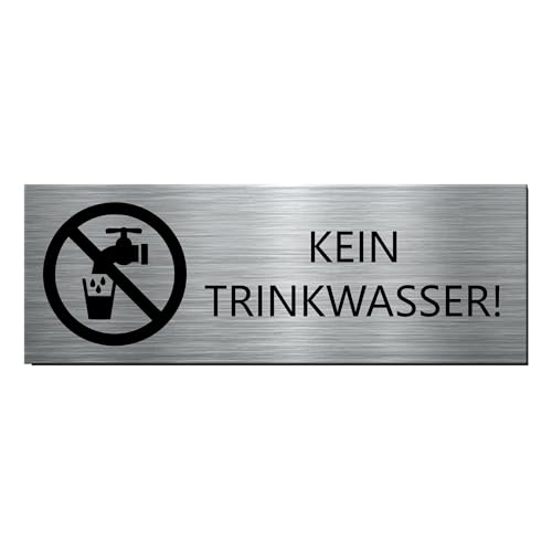 gravurfix PREMIUM Schild Kein Trinkwasser 70x25mm mit Piktogramm Symbol | Schildchen Plättchen Wasserleitung außen Edelstahl V2A | Made in Germany | Bohrungen oder selbstklebend (mit Bohrungen (3mm)) von gravurfix