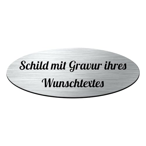 gravurfix Schild in ovaler Form 80x30mm mit Gravur | Wunschtext Schildchen Plättchen Namensschild | Made in Germany | Geschenk Gartenbank von gravurfix