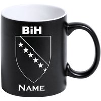 Tasse Kaffeetasse Bosnien Bih Bosna Flagge Bedruckt Matt Schwarz Tasse Kaffeetasse Bosnien Bih Bosna Flagge Bedruckt Matt Schwarz von gravurprinz