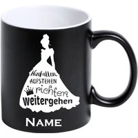 Tasse Kaffeetasse Prinzessin Und Spruch Graviert Mit Gravur Personalisiert Matt Schwarz von gravurprinz