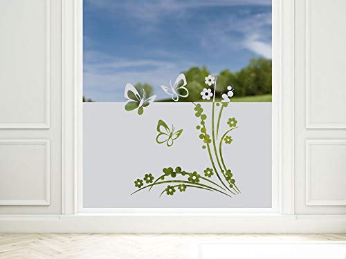 GRAZDesign Sichtschutzfolie Schmetterlinge/Blumen, lichtdurchlässige Fensterfolie, Matte Deko - Glasdekorfolie / 80x57cm von GRAZDesign