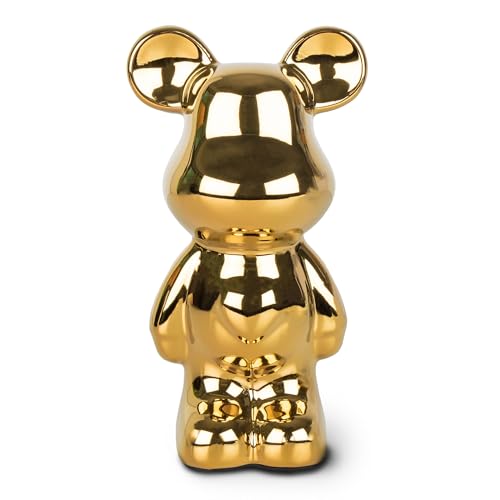 greafy Bär-Statue aus Keramik – Hochglänzende Oberfläche in edlem Gold, 18 cm hoch, dekorative Skulptur mit metallischem Glanz für Wohnzimmer, Bücherregale und Sideboards von greafy