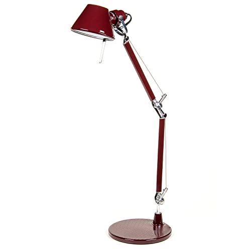 PAUL LINDBERG x ARTEMIDE Tolomeo micro Sonderedition - Hochwertige Tischlampe vintage aus Aluminium mit Tischfuß ø 17cm - Tischleuchte retro - Leseleuchte schwarz rot glossy von greate.