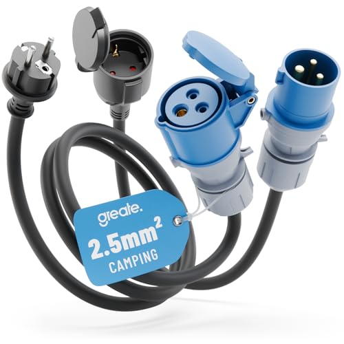 greate CEE Adapter Set Schuko Stecker auf CEE Kupplung & CEE Stecker auf Schuko Kupplung - Adapter CEE Stecker Kupplung 230V & IP44 Schutz - CEE Adapter Schuko Kupplung, Strom für Camping, CE Adapter von greate