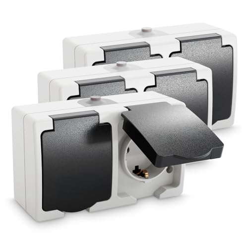 greate Feuchtraum Steckdose Aufputz 2fach - Doppelsteckdose Aufputz mit Klappdeckel IP54, 250V, 16A, 2 polig - Aufputzsteckdose 2fach, Feuchtraumsteckdosen Aufputz, Steckdose Aussenbereich greate Feuchtraum Steckdose Aufputz 2fach - Doppelsteckdose Aufputz mit Klappdeckel IP54, 250V, 16A, 2 polig - Aufputzsteckdose 2fach, Feuchtraumsteckdosen Aufputz, Steckdose Aussenbereich von greate