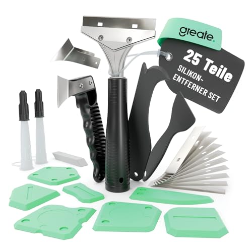 greate Silikonentferner Werkzeug & Silikon Abzieher Set 25-teilig - Fugenschneider, Silikonfugenentferner & Fugenglätter zur Entfernung & Erneuerung von Silikon & Acryl Fugen - Silikon Entferner greate Silikonentferner Werkzeug & Silikon Abzieher Set 25-teilig - Fugenschneider, Silikonfugenentferner & Fugenglätter zur Entfernung & Erneuerung von Silikon & Acryl Fugen - Silikon Entferner von greate