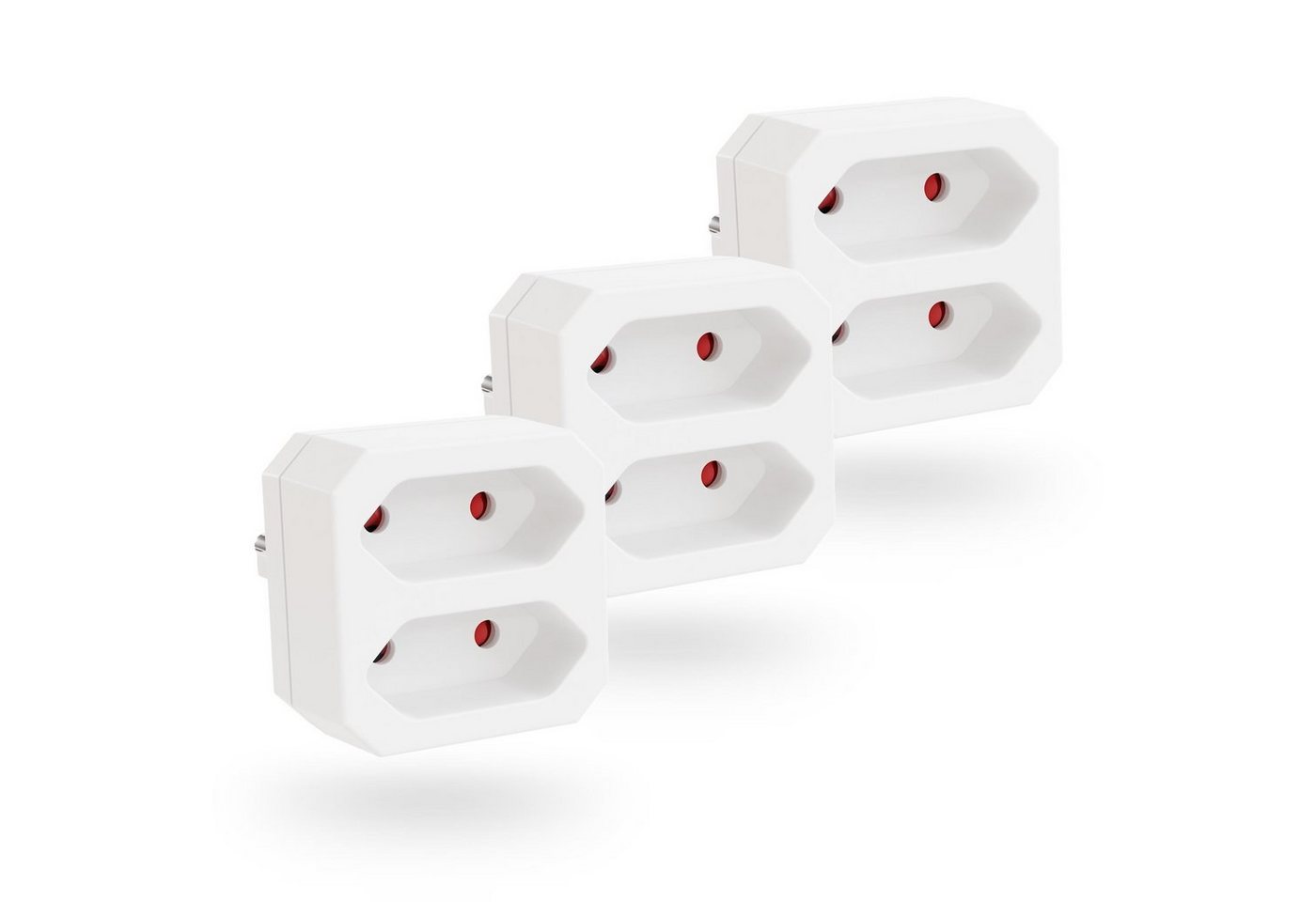 greate. 3x 2fach Steckdosenadapter bis 1100W, 2er Mehrfachsteckdose ohne Kabel Mehrfachsteckdose 2-fach (Erhöhter Berührungsschutz, 3x 2 fach Steckdosenadapter für Steckdose) von greate.