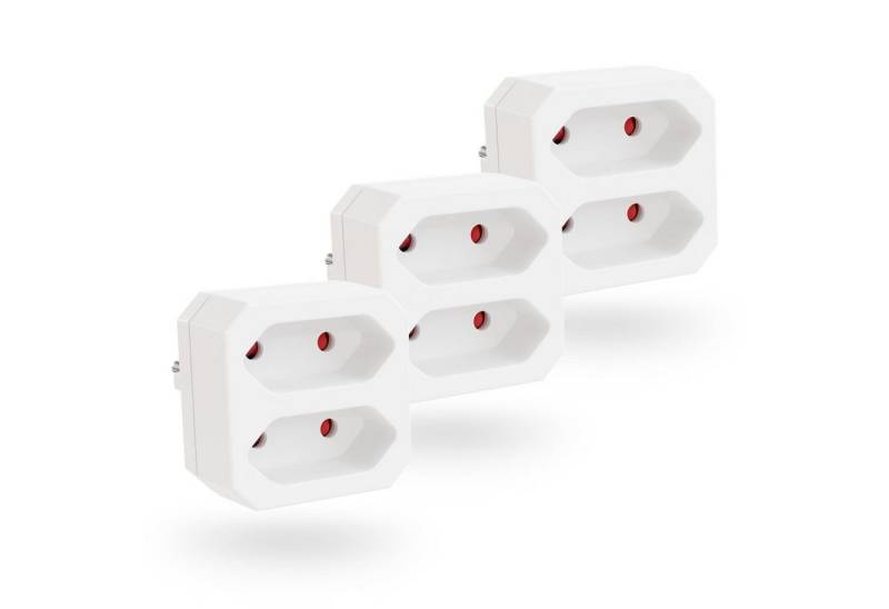 greate. 3x 2fach Steckdosenadapter bis 1100W, 2er Mehrfachsteckdose ohne Kabel Mehrfachsteckdose 2-fach (Erhöhter Berührungsschutz, 3x 2 fach Steckdosenadapter für Steckdose) von greate.