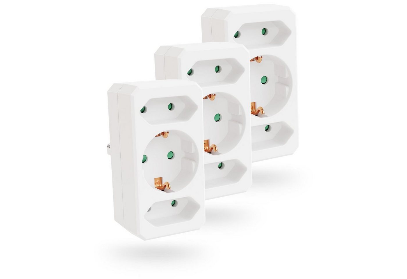 greate. 3x 3fach Steckdosenadapter bis 3500W, 3er Mehrfachsteckdose ohne Kabel Mehrfachsteckdose 3-fach (Erhöhter Berührungsschutz) von greate.