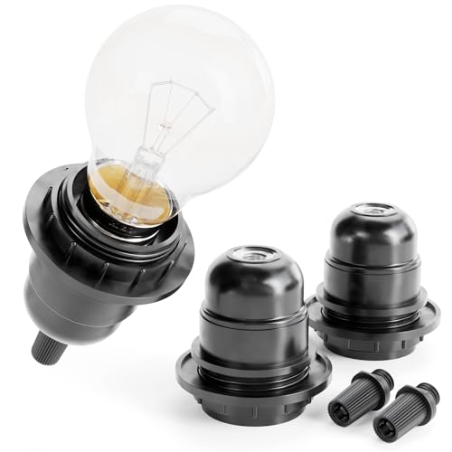 greate 3x E27 Fassung schwarz - Lampenfassung E27 schwarz 250V 60W - Lampensockel E27 aus Kunststoff - Sockel E27 Lampenfassung - E27 Sockel Fassung für Tischlampe, Stehlampe oder Deckenleuchte von greate